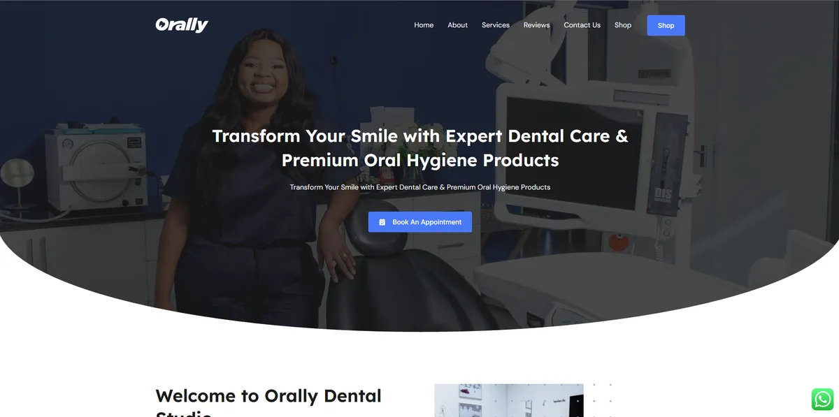 The Orally Dental Studio homepage