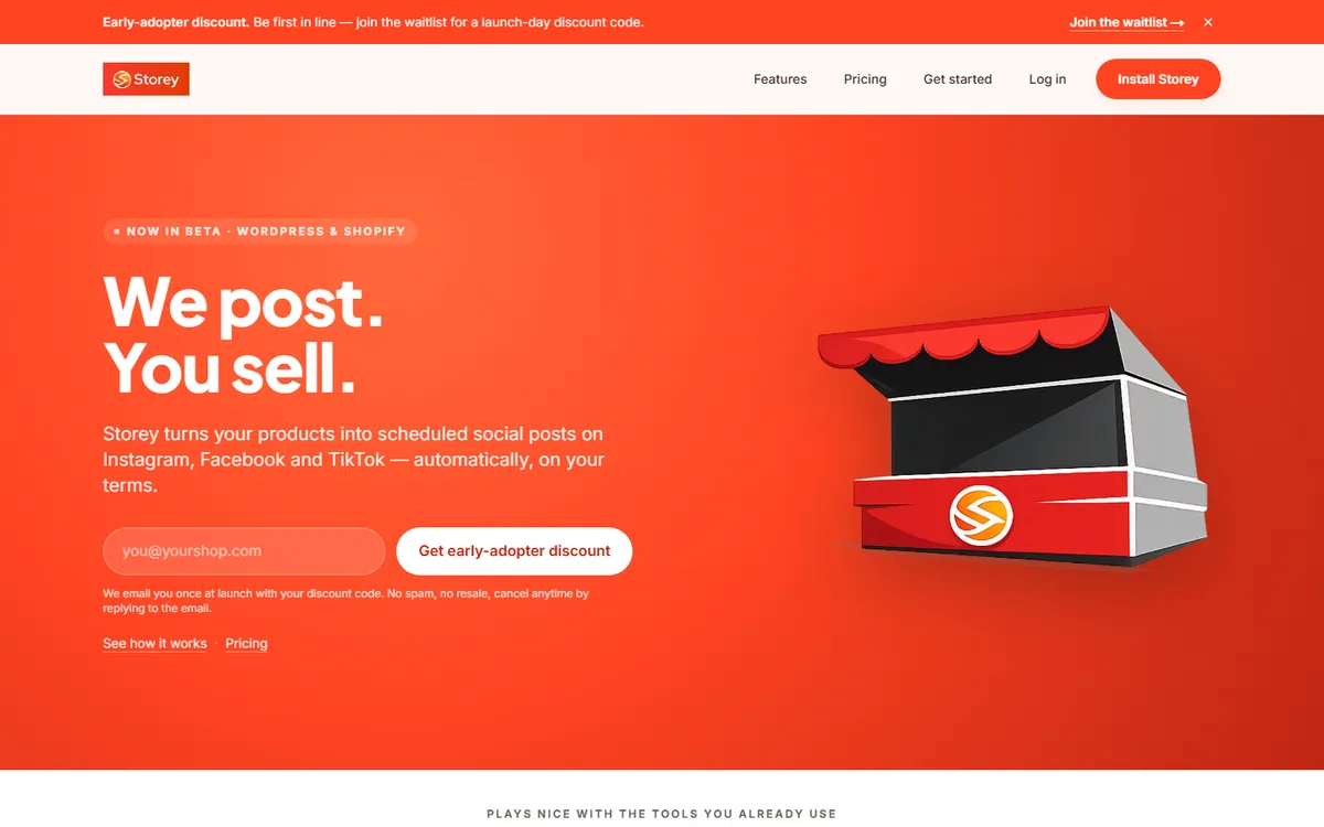 The Storey product homepage